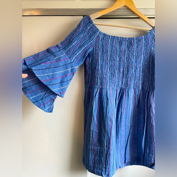 Mud Pie Dresses & Skirts - Blue Pink Shift Dress Statement Sleeve by Mud Pie EUC